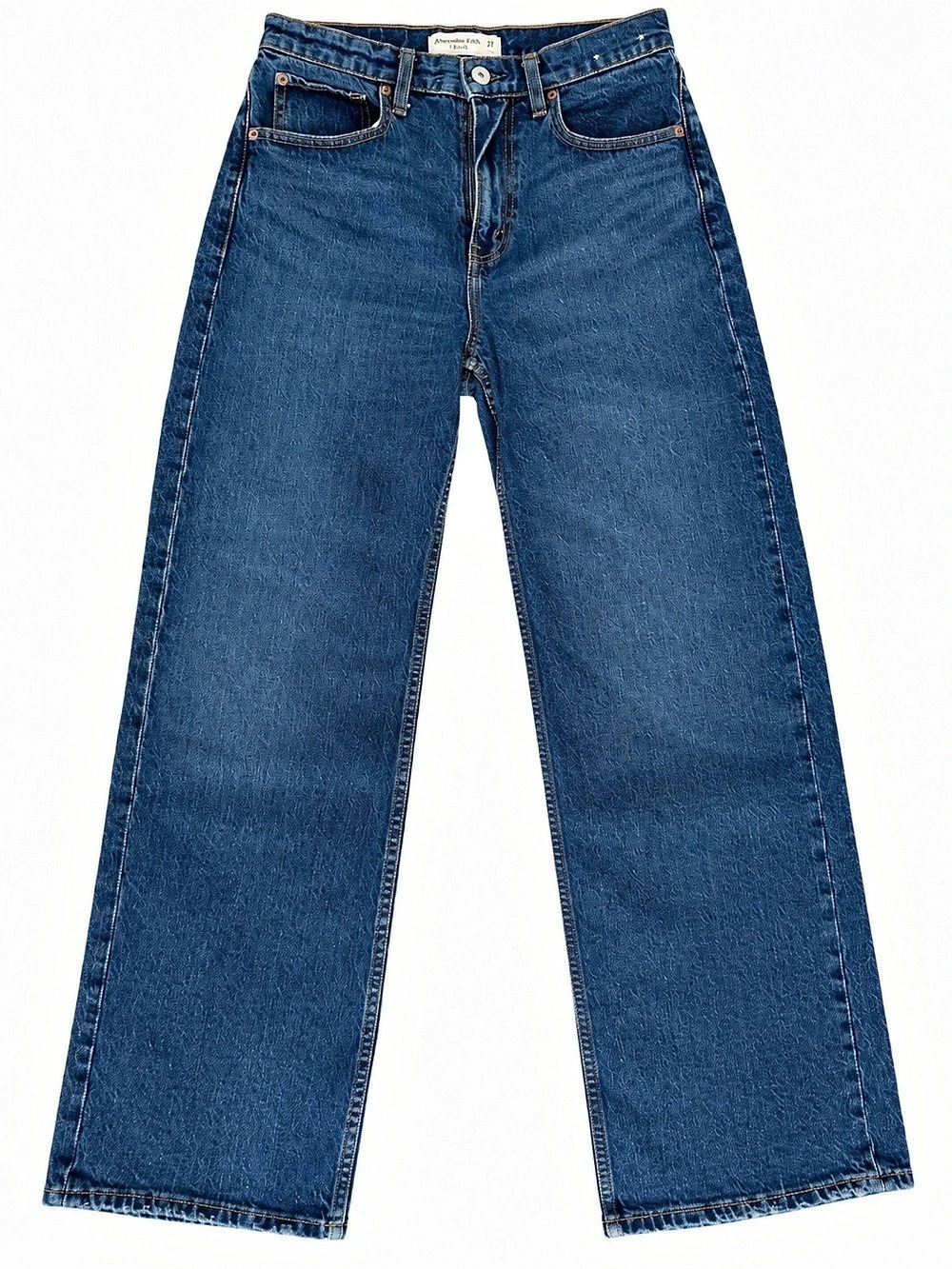 Abercrombie & Fitch High Rise 90s Relaxed Jean Jeans, Blue, Waist 27 Short